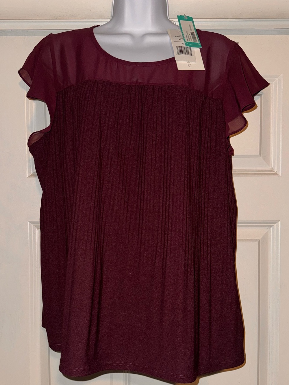 Brea Canyon NWT Women’s Short Sleeve Blouse - Burgundy